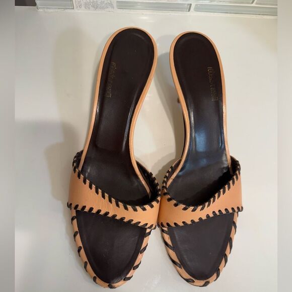 VERO CUOIO Peach and Brown Leather Sandals!! - Picture 1 of 5